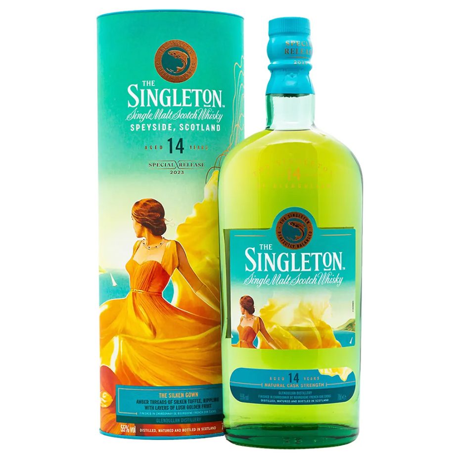 The Singleton of Glendullan 14 Year Old The Silken Gown — bottle and box